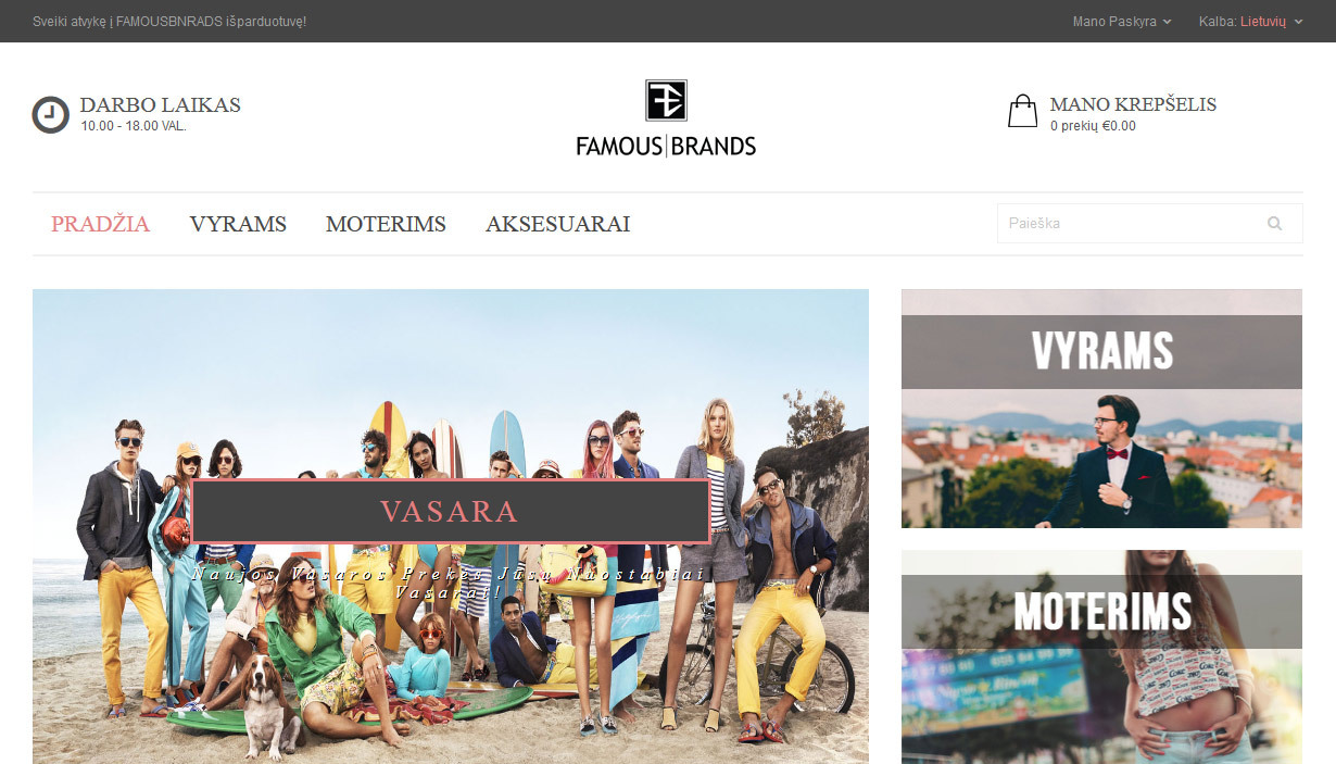 Famous Brands - įžymių drabužių gamintojų parduotuvė